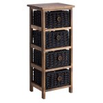 Chiffonnier pluto petite commode de nuit en bois de paulownia brun foncé avec 4 paniers en coton tressé ... Chiffonnier pluto petite commode de nuit en bois de paulownia brun foncé avec 4 paniers en coton tressé ...