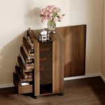 Chiffonnier vitr� avec 5 tiroirs devant et �tag�res au dos petite commode � roulettes chambre et salon ...