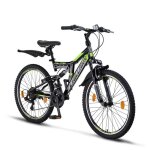 Vlo vtt - chillaxx falcon - 24 pouces - 21 vitesses - noir - vert citron - frein en v