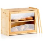 Bo�te � pain en bambou - vilde - 40x20x31 cm - deux niveaux - design moderne - porte transparente