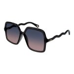Chloe 0086s lunettes de soleil pour femme de forme carr�e ? couleur 001 noir avec verres bleus ? calibre ...