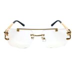 Chris lunettes vue homme & femme crystal carr� pilote luxury dor� or noir m�tal rimless transparent gold ...
