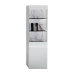 Chris white - vitrine 1 porte laqu�e blanc brillant fond imitation marbre avec led