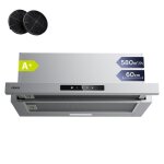Ciarra hotte tioir 60cm a + 580m3 / h recyclage ou evacuation inclus 2pcs filtre actif hotte encastrable ...