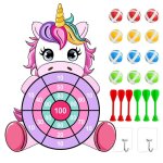 Cible de fl�chettes en forme de licorne jouet enfant de 3 - 9 ans avec 12 balles collantes 6 fl�chettes ...
