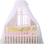 Ciel de lit bb avec support - moustiquaire ronde - dcoratif blanc