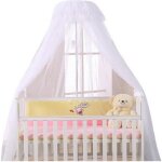 Ciel de lit bb avec support - moustiquaire ronde - dcoratif blanc blanc ciel de lit bebe