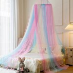 Ciel de lit cabane moustiquaire - 1 pi�ce 60x250x1200cm voilage - rose - convient pour enfants / adultes ...