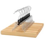 Cintre jupe en bois - songmics - lot de 12 - antidrapant - pince largeur - marron