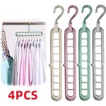 Cintre magique - multi - fonctions - pliable - gain de place - crochet pivotant 360 - 4 cintres vert ...
