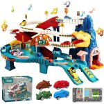 Circuit voiture dinosaure avec 4 mini voitures jeu de construction avec 33 pices thme prhistorique ...