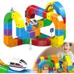 Circuit voiture electrique magn�tique 81 pi�ces construction cr�ative de pistes modulaires avec train ...