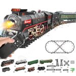 Circuit voiture enfant 48pcs train  vapeur vintage patchwork deluxe set avec musique et effets de lumire ...