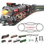 Circuit voiture enfant 57pcs train  vapeur vintage patchwork deluxe set avec musique effets de lumire ...