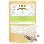 Cire pour bougie - soj - 1kg - soja v�g�tal - parfum neutre - non toxique