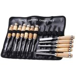 Ciseaux � bois professionnels lot de 12 outils de menuiserie poign�es en bois �tui de rangement
