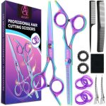 Ciseaux de coiffure professionnels - febest - lot de 14 pi�ces - 67 pouces - acier inoxydable 440c - ...