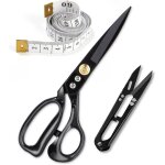 Ciseaux de couture professionnels 229 cm noirs avec coupe - fil pour tissu et cuir - pour tailleurs massicot ...