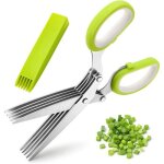 Ciseaux de cuisine  5 lames avec couvercle de scurit et peigne idal pour couper herbes comme basilic ...
