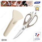 Ciseaux de cuisine multifonction bcsk ? acier inox 21 cm dcoupe casse - noix dcapsuleur herbes manche ...