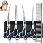 Ciseaux toilettage chien kit en acier inoxydable avec embouts de s�curit� ronds y compris ciseaux � effiler ...