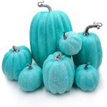 Citrouilles artificielles 7 pièces tailles assorties décoration dautomne bleue Citrouilles artificielles 7 pièces tailles assorties décoration dautomne bleue