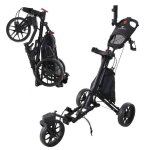 Citysports chariot de golf pliable � 3 roues 360� - poign�e r�glable - porte - parapluie amovible - sac ...