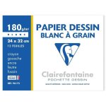 Clairefontaine - pochettes dessin papier  grain p. e. f. c blanc - 24 x 32 - 12 feuilles - 180 g
