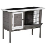 Clapier en bois pawhut pour lapin cage dext�rieur avec toit en asphalte mangeoire plateaux amovibles ...