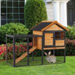 Clapier cage � lapins cottage niche sup�rieure avec rampe et enclos ext�rieur fen�tre 2 portes verrouillables ...