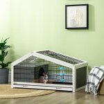 Clapier cage � lapins rongeurs avec bouteille deau 2 portes verrouillables tiroir � d�jection gris et ...