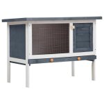 Clapier dextrieur 1 niveau gris et blanc bois 90x45x65 cm cage  lapins multiples utilisations maison ...