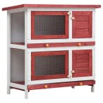 Clapier dextrieur avec 2 etages rouge et blanc bois 90x45x90 cm cage  lapins multiples utilisations ...