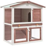 Clapier dext�rieur en bois - vidaxl - 3 portes - brun - 94x60x98 cm - toit imperm�able vert - rampe antid�rapa ...