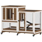 Clapier lapin int�rieur - cage lapin - pawhut - design luxe 3 niveaux plateaux amovibles roulettes - ...
