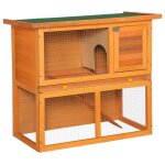 Clapier � lapin pawhut cage � lapin 2 �tages plateau coulissant rampe et toit ouvrant 90l x 45l x 80h ...