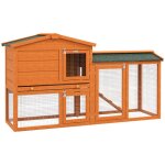 Clapier - pawhut - 2 niveaux - 3 portes verrouillables - tiroir � d�jection - 150 x 45 x 85 cm - rouge ...