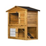 Clapier poulailler en bois noisette - 102 x 55 x 100 cm - marron