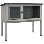 Clapier sur pieds pawhut cage  lapin avec niche intrieure plateau excrment coulissant porte verrouillable ...
