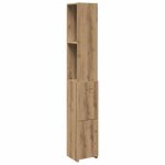 Clarence� armoire de rangement pour salle de bain - colonne wc - ch�ne artisanal 25x25x170 cm ll0978