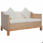 Clarence� canap� double - sofa scandinave - avec coussins rotin naturel ll1133