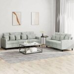 Clarence� ensemble de canap�s 2 pi�ces - sofa set - 4 - 6 personnes - avec coussins gris clair velours ...
