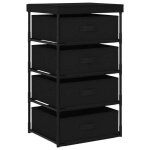 Clarence * �tag�re de rangement - meuble de rangementavec 4 paniers en tissu acier noir &europ2348448 ...