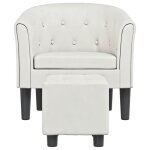 Clarence� fauteuil cabriolet / chaise de salon - pour tv - avec repose - pied - blanc similicuir lv5452 ...