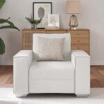 Clarence * fauteuil de relaxation chaise canap 1 position - blanc 59 cm en simili cuir eu408565