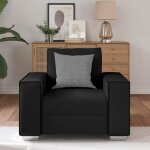 Clarence * fauteuil de relaxation en cuir synthtique noir chaise canap 1 position - - 59 cm eu316821 ...
