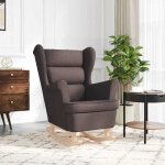 Clarence� fauteuil de repos / chaise � bascule - marron fonc� 74x90x102 cm tissu lv0186