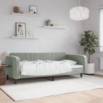 Clarence lit 1 place / lit de repos - lit de jour - sans matelas - gris clair 90x190 cm - velours lv12470 ...