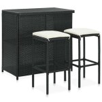 Clarence * set de 1 table + 2 chaises - solomon - 3 pcs ensemble de bar résine tressée noir &europ1944066 ... Clarence * set de 1 table + 2 chaises - solomon - 3 pcs ensemble de bar résine tressée noir &europ1944066 ...