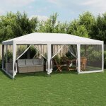 Clarence� tente de f�te - tonnelle pliante - avec 10parois lat�rales en maille blanc 6x4m pehd ll629